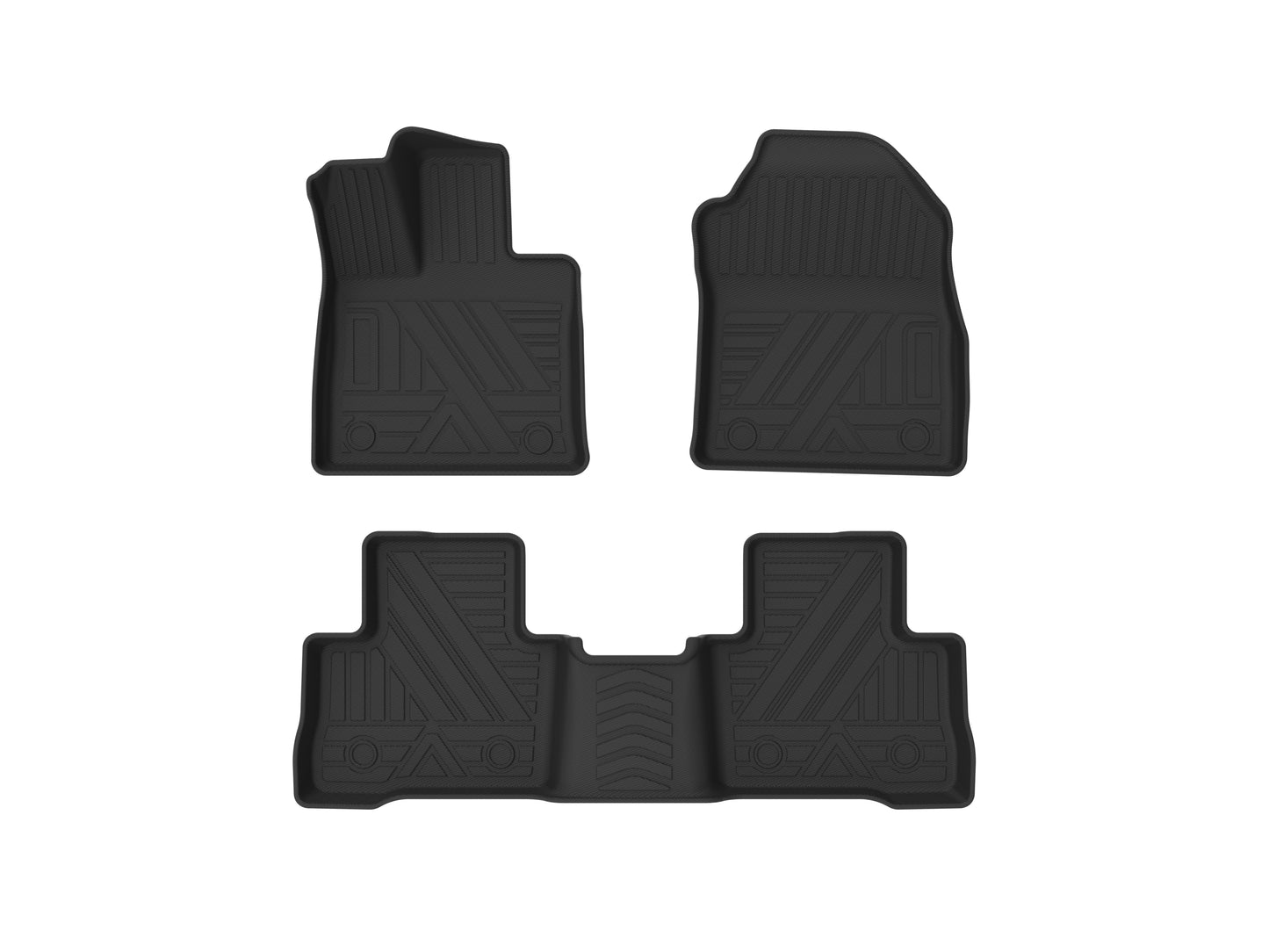 Tapis de sol pour Toyota RAV4 2019-2024, compatible avec tous les modèles sauf hybride rechargeable, 1ère et 2ème rangées, noir