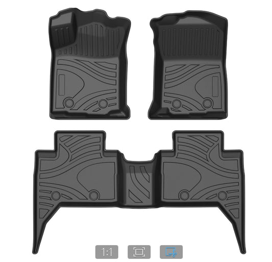 Floor Mats for 2016-2023 Toyota Tacoma Double Cap Automatic Transmission only 1st & 2nd Row Black